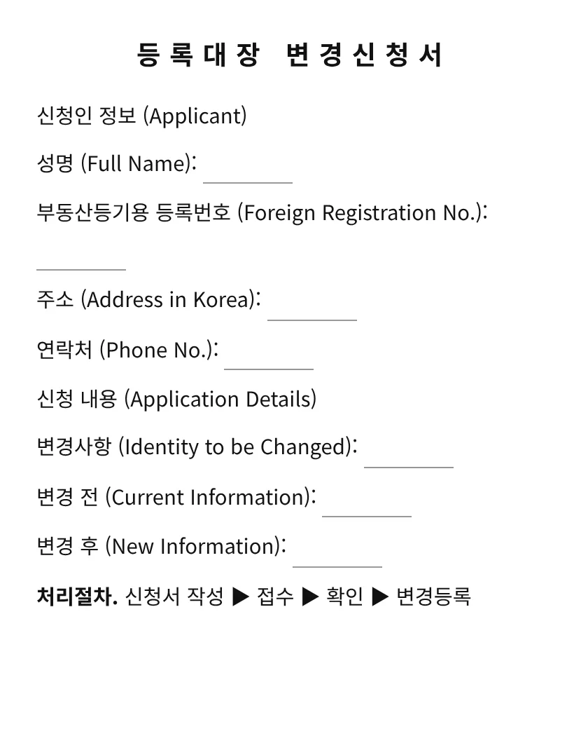 등록대장 변경신청서 미리보기