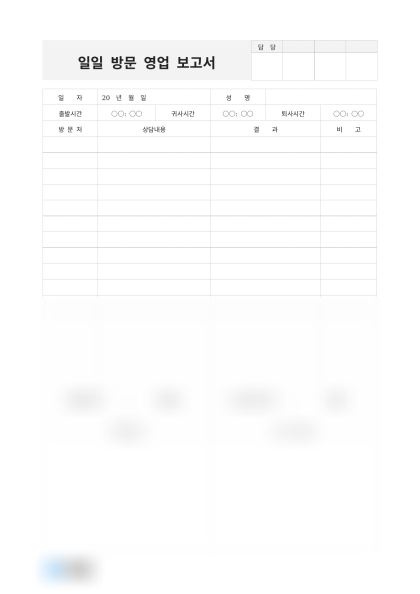 일일 방문 영업 보고서 미리보기