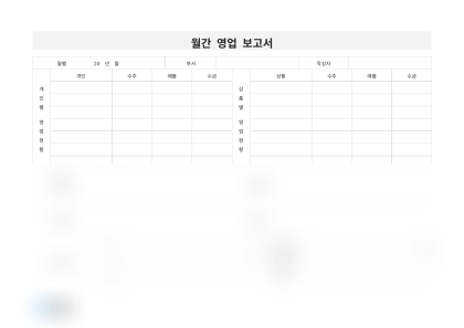 월간 영업 보고서 미리보기