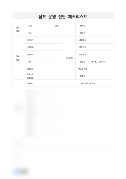 점포 운영 진단 체크리스트 미리보기
