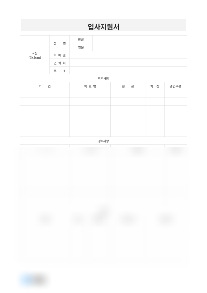 입사지원서 (학력·경력·자격증) 미리보기