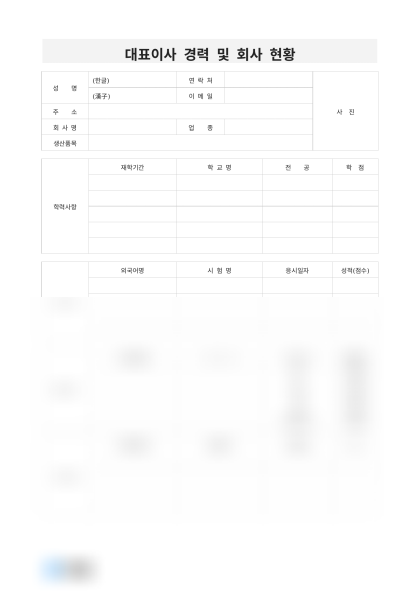 대표이사 경력 및 회사 현황 미리보기