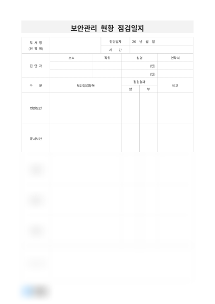 보안관리 현황 점검일지 미리보기