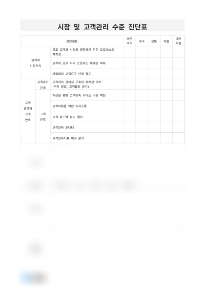 시장 및 고객관리 수준 진단표 미리보기
