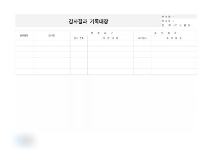 감사결과 기록대장(내부감사) 미리보기