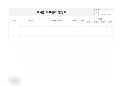 부서별 목표관리 일정표(연간일정) 미리보기