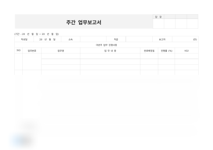 주간 업무보고서 (진행률 포함) 미리보기