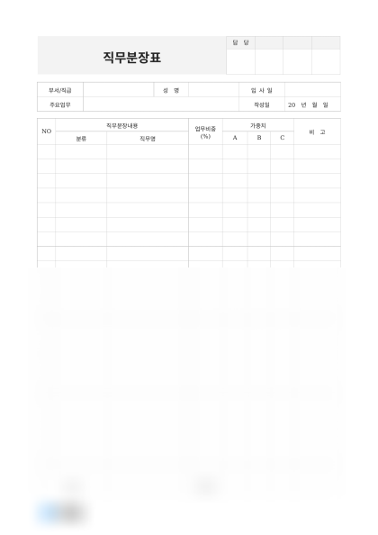 직무분장표(마케팅팀) 미리보기