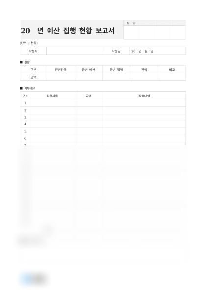 예산 집행 현황 보고서 미리보기