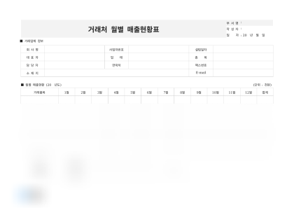 거래처 월별 매출현황표 미리보기