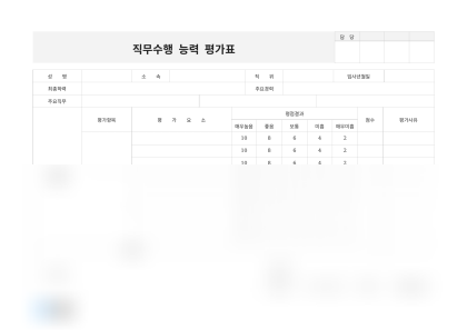 직무수행 능력 평가표(개발자) 미리보기
