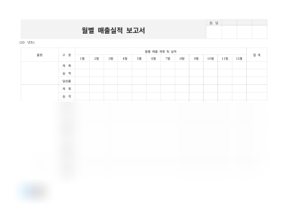 월별 매출실적 보고서 미리보기