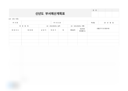 신년도 부서예산 계획표 미리보기