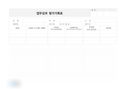 업무성과 평가기록표(마케팅 캠페인) 미리보기