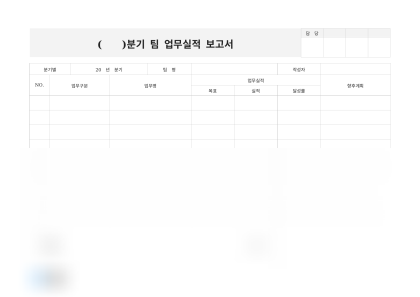 분기 팀업무실적 보고서 미리보기