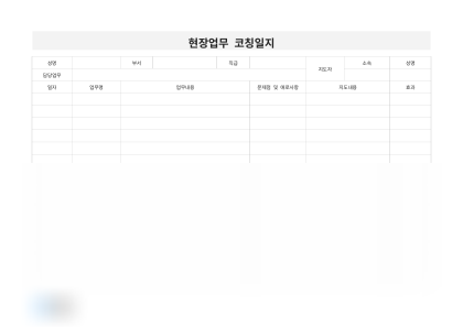 현장업무 코칭일지(영업팀) 미리보기