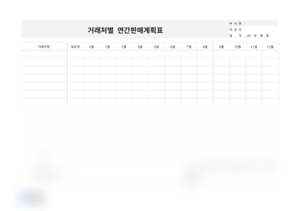거래처별 연간 판매계획표 미리보기