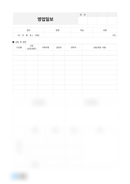 영업일보 영업경비 미리보기