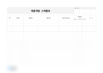 제품개발 스케줄표(단계별) 미리보기