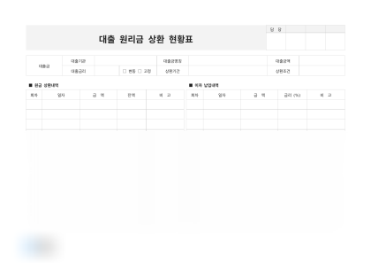 대출 원리금 상환 현황표 미리보기