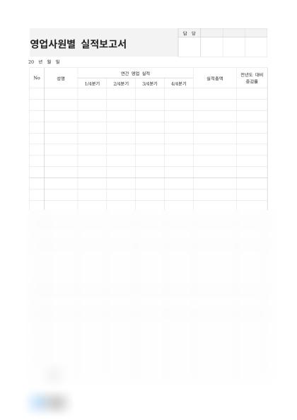 영업사원별 실적보고서(분기별) 미리보기