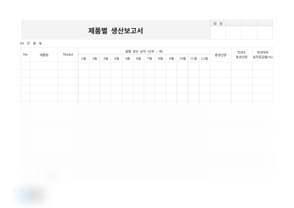 제품별 생산보고서 미리보기