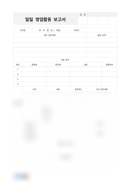 일일 영업활동 보고서 미리보기
