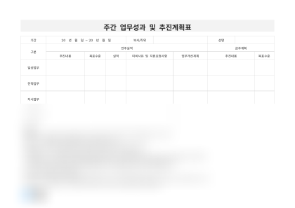 주간 업무성과 및 추진계획표 미리보기
