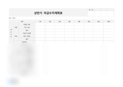 상반기 자금수지계획표 미리보기