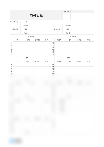 자금일보 실적 및 계획 미리보기