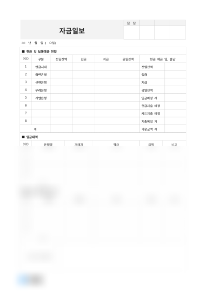 자금일보 입출금내역 미리보기