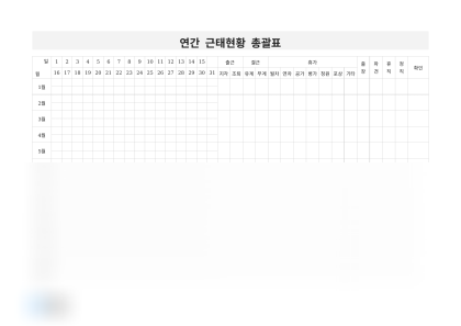 연간 근태현황 총괄표 미리보기