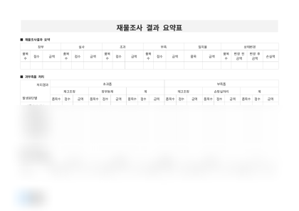 재물조사 결과 요약표 미리보기