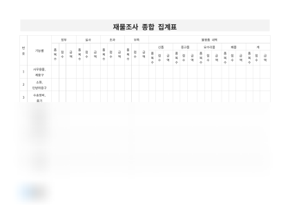 재물조사 종합 집계표 미리보기