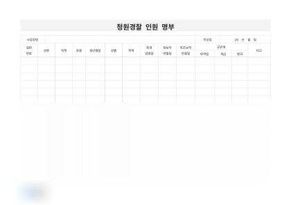 청원경찰 인원 명부 미리보기