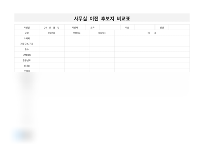 사무실 이전 후보지 비교표 미리보기