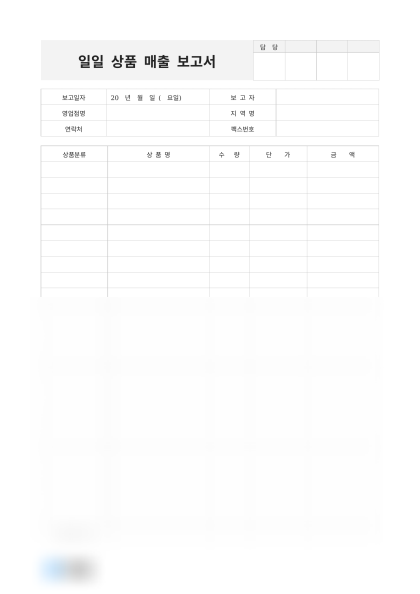 일일 상품 매출 보고서 미리보기