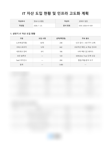 IT 자산 도입 현황 및 인프라 고도화 계획 미리보기