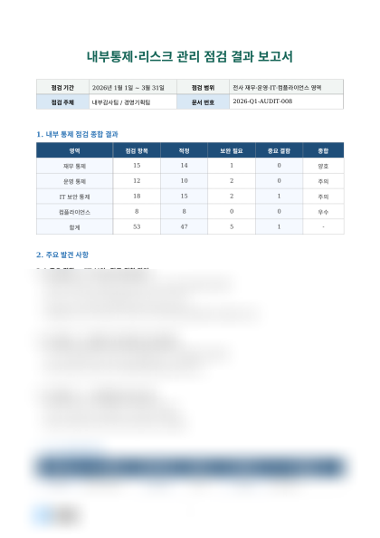 내부통제·리스크 관리 점검 결과 보고서 미리보기